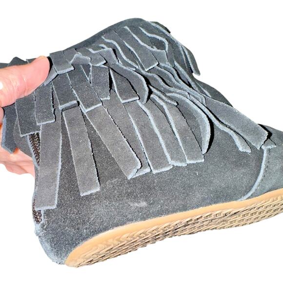 Monkey Feet Black Fringe Ankle Boots - Picture 7 of 10